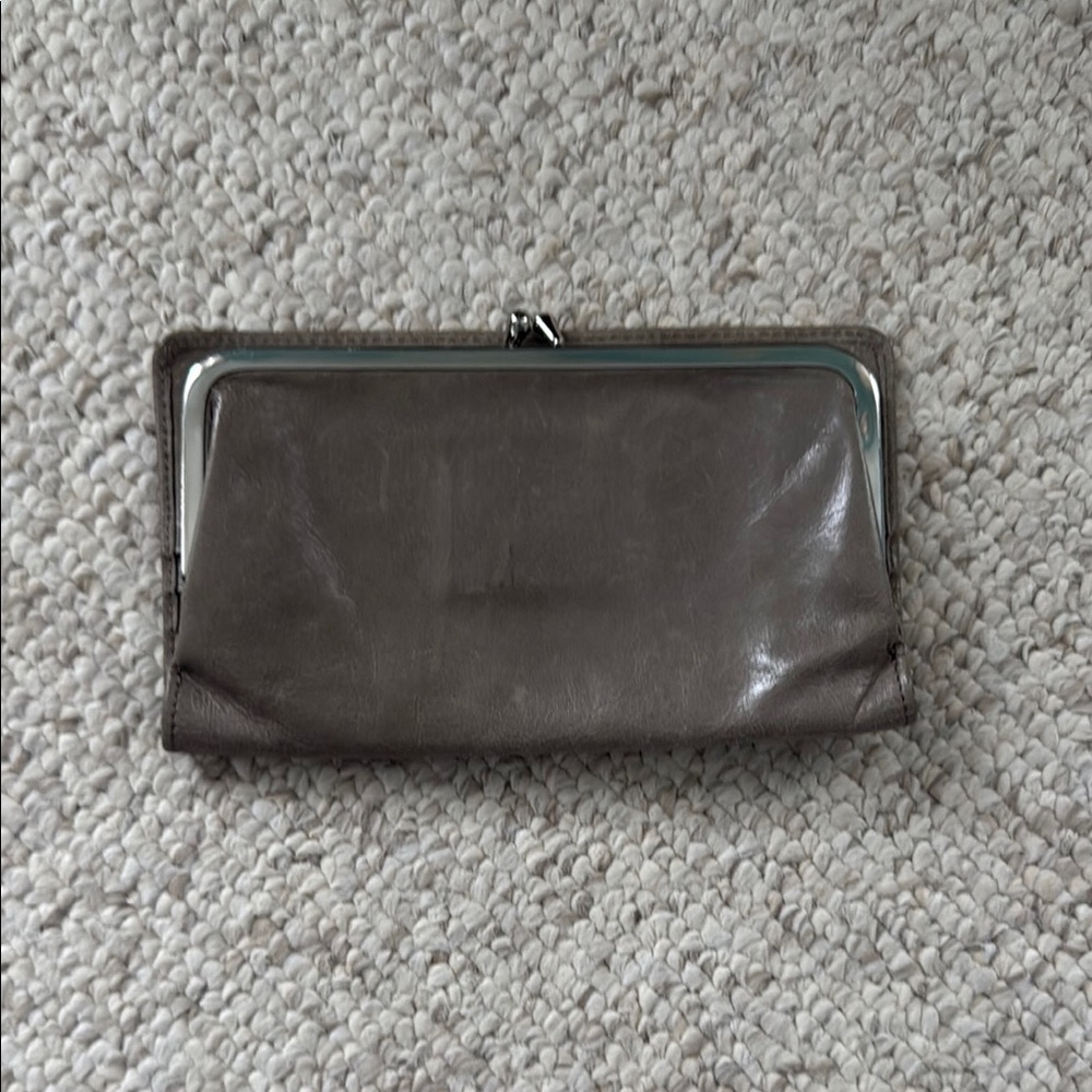 Gray Leather Clutch Wallet